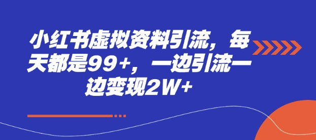 小红书虚拟资料引流，每天都是99+，一边引流一边变现2W+-创途项目网