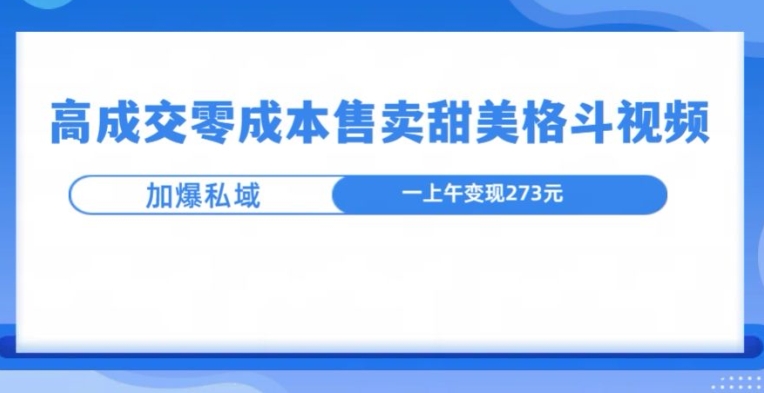 高成交零成本，售卖甜妹格斗视频，可以实现日入过k-创途项目网