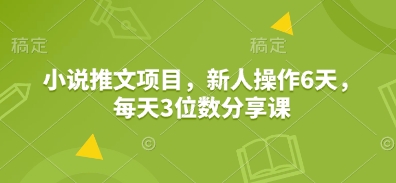 小说推文项目，新人操作6天，每天3位数分享课-创途项目网