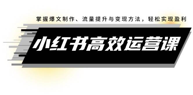 小红书高效运营课：掌握爆文制作、流量提升与变现方法，轻松实现盈利-创途项目网