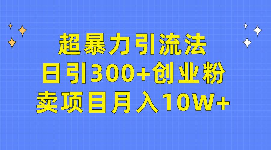 超暴力引流法，日引300+创业粉，卖项目月入10W+-创途项目网