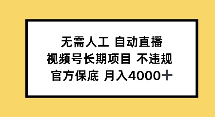 无需人工自动直播，视频号长期项目不违规，官方保底月入4000左右-创途项目网