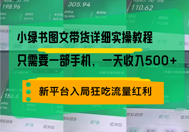 （13509期）小绿书图文带货详细实操教程，只需要一部手机，一天收入500+，轻松变现-创途项目网