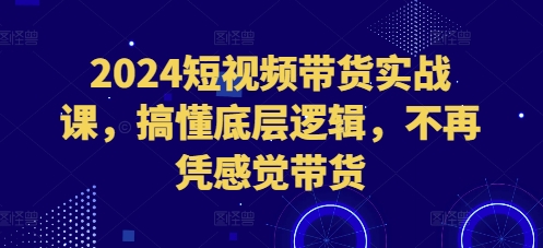 2024短视频带货实战课，搞懂底层逻辑，不再凭感觉带货-创途项目网