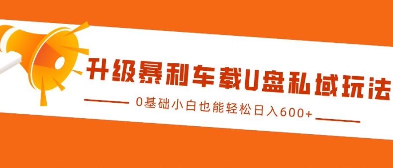 升级暴利车载U盘私域玩法，0基础小白也能轻松日入多张【揭秘】-创途项目网