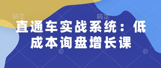 直通车实战系统：低成本询盘增长课，让个人通过技能实现升职加薪，让企业低成本获客，订单源源不断-创途项目网