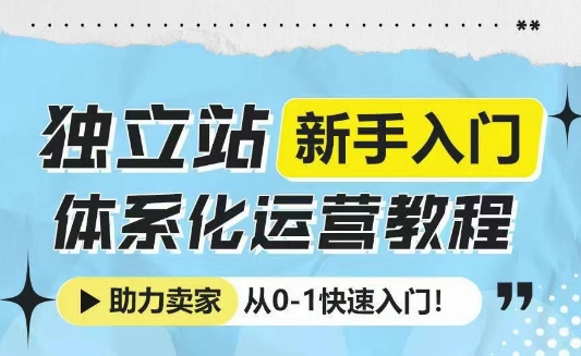 独立站新手入门体系化运营教程，助力独立站卖家从0-1快速入门!-创途项目网