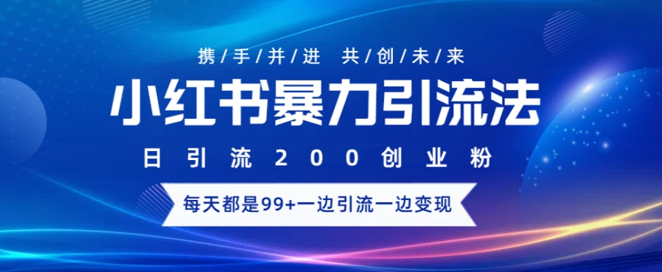 小红书暴力引流法，日引200精准创业粉，每天都是99+，边引流一边变现-创途项目网