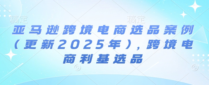 亚马逊跨境电商选品案例(更新2025年)，跨境电商利基选品-创途项目网