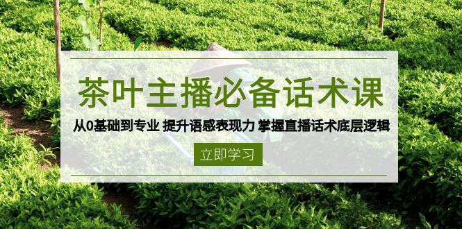 （13961期）茶叶 主播必备话术课 从0基础到专业 提升语感表现力 掌握直播话术底层逻辑-创途项目网