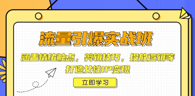 （14008期）流量引爆实战班，涵盖情绪触点，剪辑技巧，投放逻辑等，打造女性IP变现-创途项目网