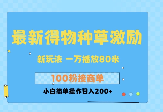 最新得物创作者收益玩法，一万播放100+，后续接广告变现，小白简单操作日入200+-创途项目网