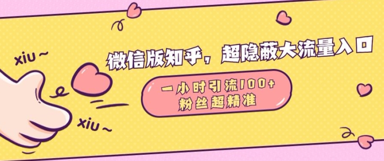 微信版知乎，超隐蔽流量入口1小时引流100人，粉丝质量超高【揭秘】-创途项目网