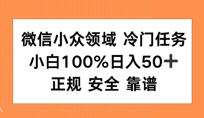 微信小众领域冷门特定任务，小白100%日入50+，正规安全靠谱-创途项目网