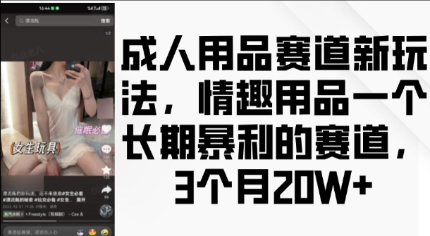 成人用品赛道新玩法，情趣用品一个长期暴利的赛道，3个月收益20个【揭秘】-创途项目网