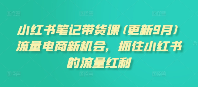 小红书笔记带货课(更新11月)流量电商新机会，抓住小红书的流量红利-创途项目网