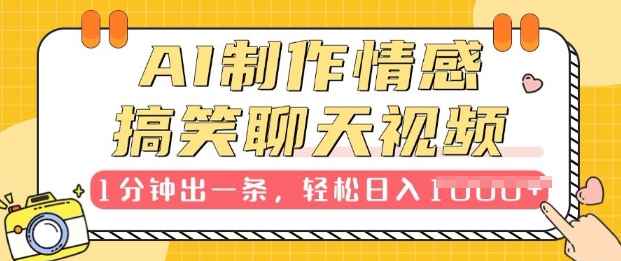 AI制作情感搞笑聊天视频，1分钟出一条，100%过原创，新手也能轻松上手-创途项目网