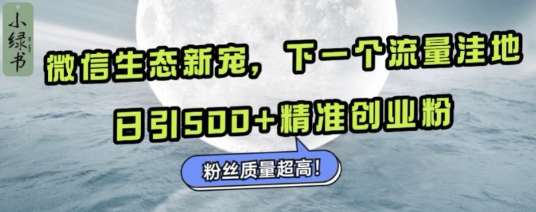 微信生态新宠小绿书：下一个流量洼地，日引500+精准创业粉，粉丝质量超高-创途项目网